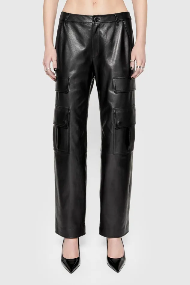 Clothing Bottoms Rebecca Minkoff Bowie Leather Cargo Pant True Black