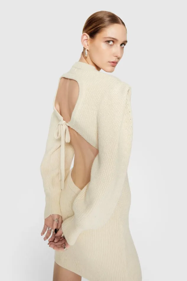 Clothing Dresses Rebecca Minkoff Daisy Cable Mini Sweater Dress Winter White
