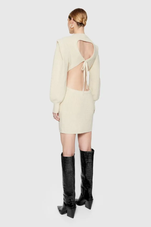 Clothing Dresses Rebecca Minkoff Daisy Cable Mini Sweater Dress Winter White