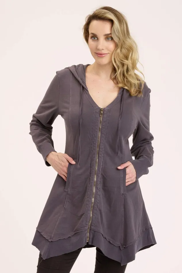 Clothing Jackets XCVI Fleece Mercantile Jacket Charcoal