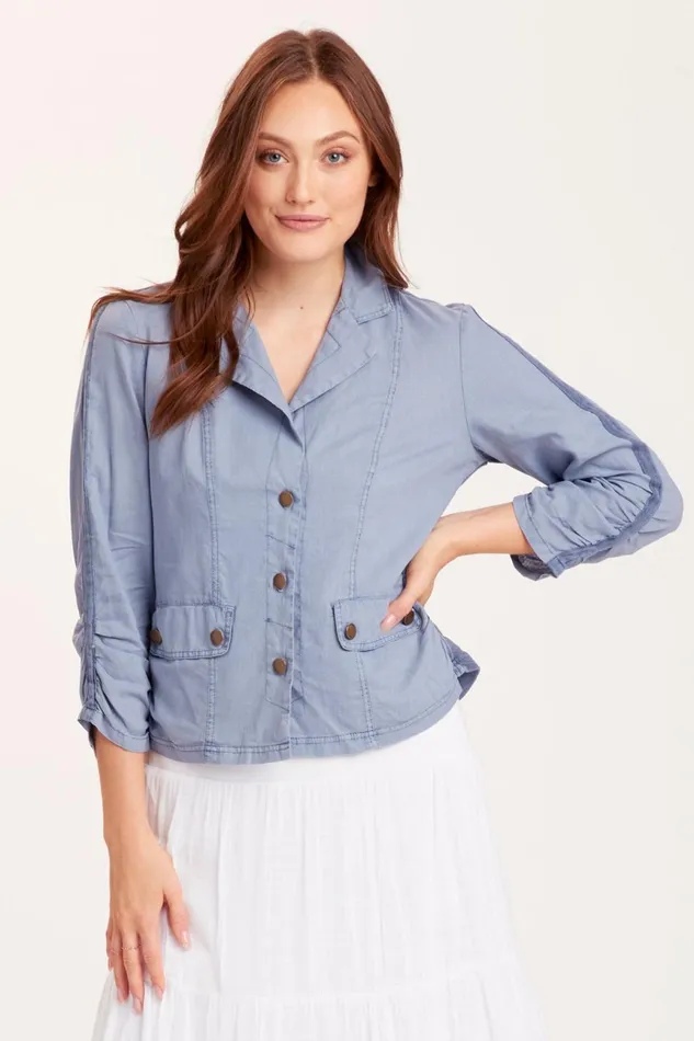 Clothing Jackets XCVI Linen Folksy Jacket Riverdale Pigment