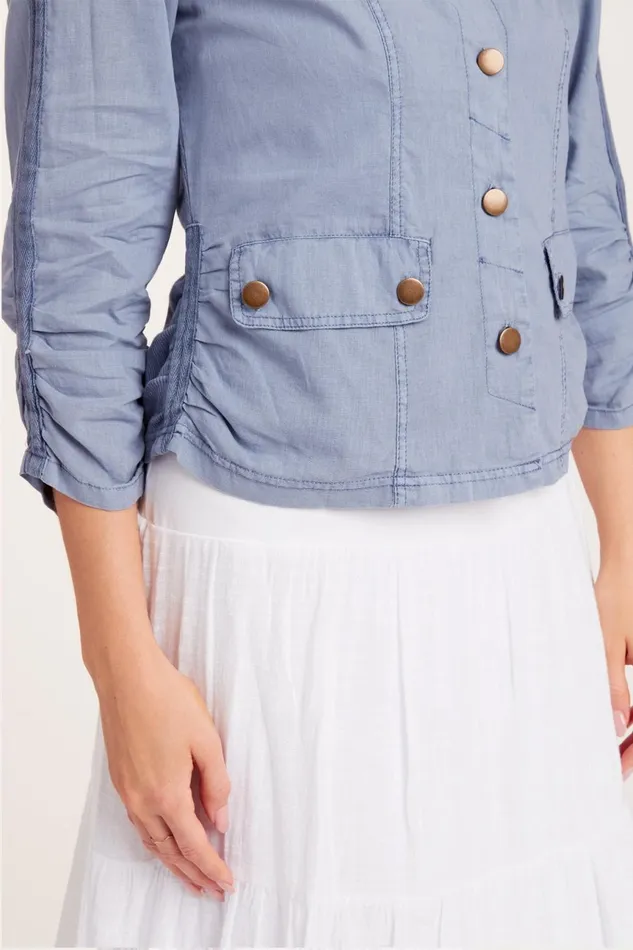 Clothing Jackets XCVI Linen Folksy Jacket Riverdale Pigment