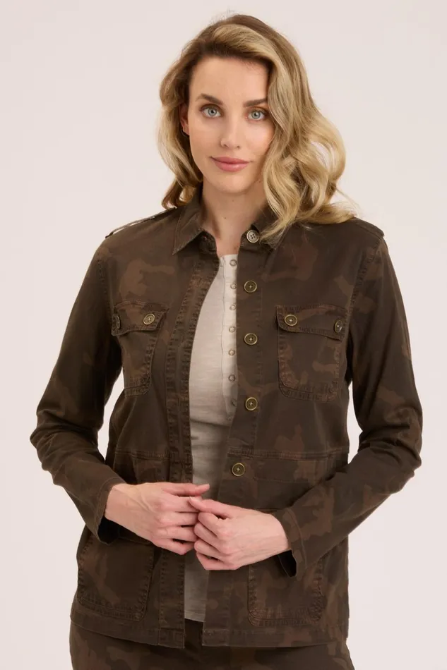Clothing Jackets XCVI Orso Printed Utility Jacket Boxwood Pigment