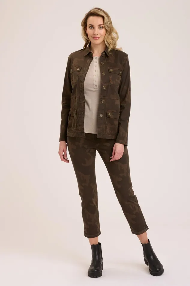 Clothing Jackets XCVI Orso Printed Utility Jacket Boxwood Pigment
