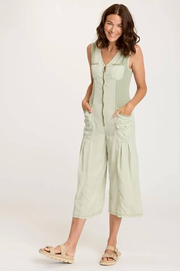 Clothing Jumpsuits XCVI Macgowan Crop Jumpsuit Limescent Pigment