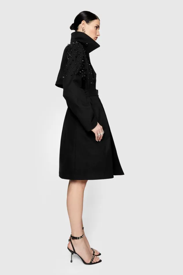 Clothing Outerwear Rebecca Minkoff Bowie Studded Trenchcoat True Black