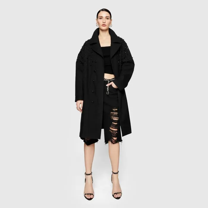 Clothing Outerwear Rebecca Minkoff Bowie Studded Trenchcoat True Black