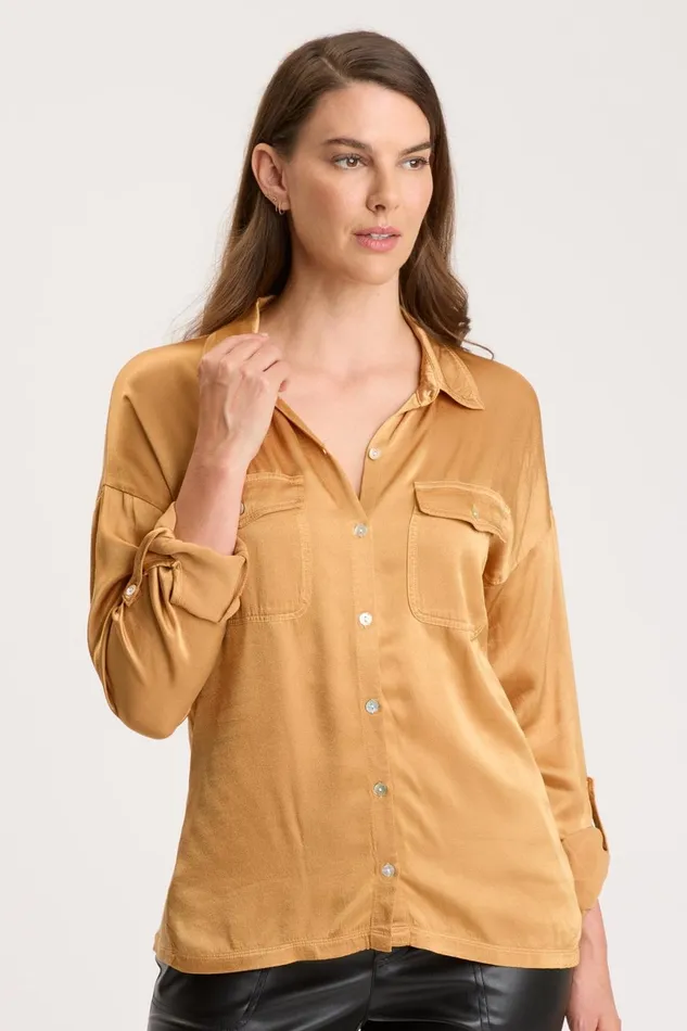 Clothing ShirtsBlouses XCVI Ludolf ButtonUp Warm Butterscotch