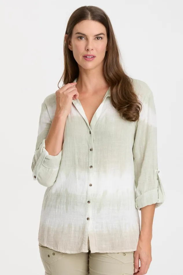 Clothing ShirtsBlouses XCVI Porter Blouse Caravel Wash Meadow