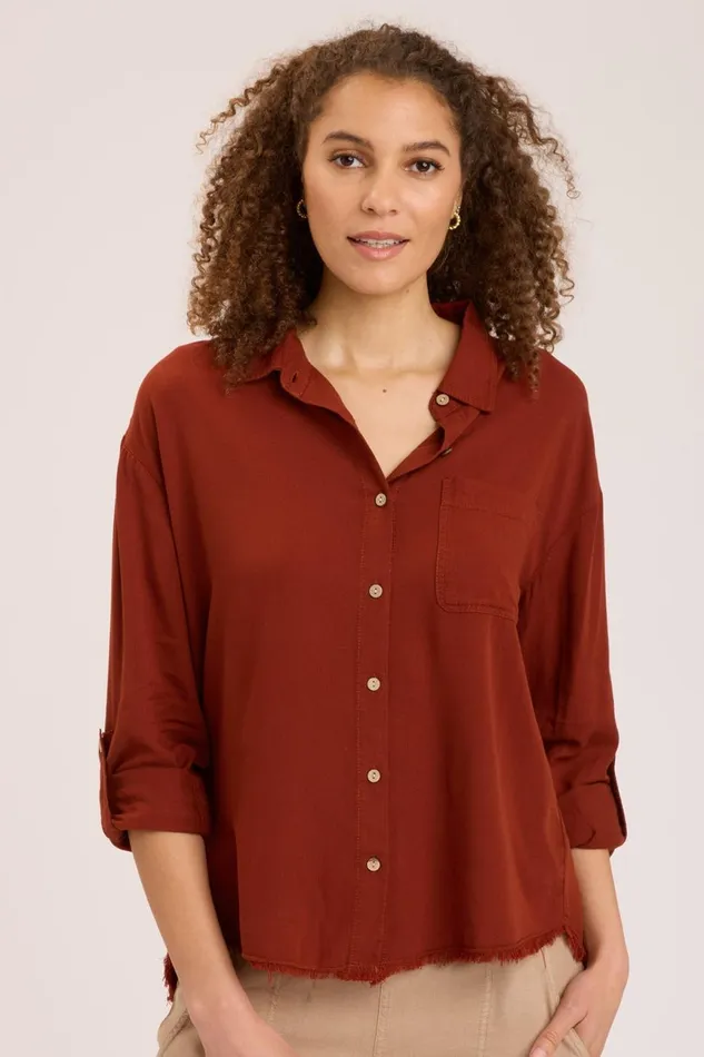 Clothing ShirtsBlouses XCVI Voile Babin ButtonUp Campfire Pigment