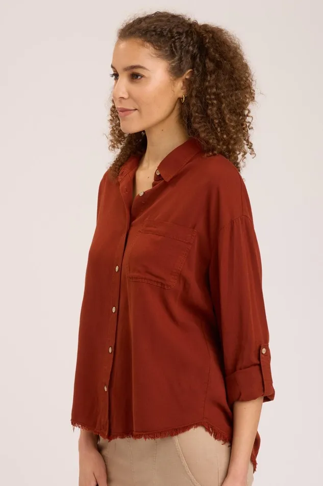 Clothing ShirtsBlouses XCVI Voile Babin ButtonUp Campfire Pigment