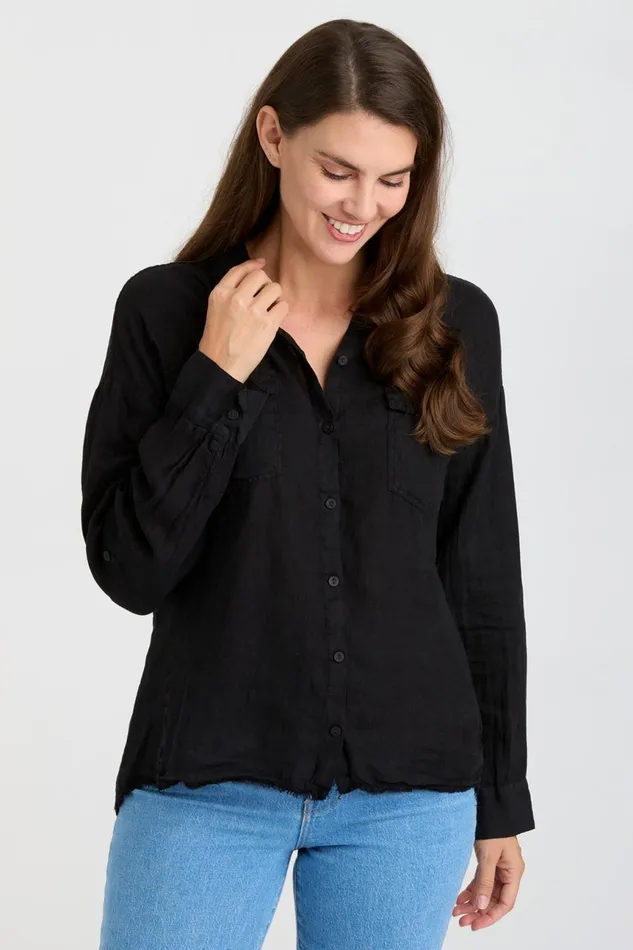 Clothing ShirtsBlouses XCVI Whitson ButtonUp Black