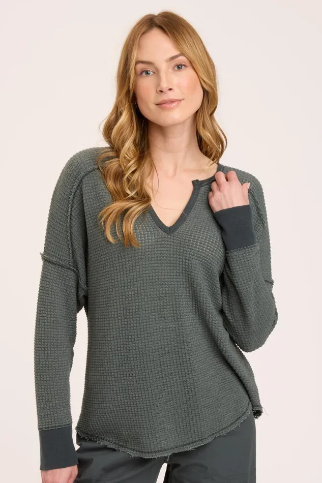 Clothing Sweatshirts XCVI Bullock VNeck Pullover Hawthorn Leaf