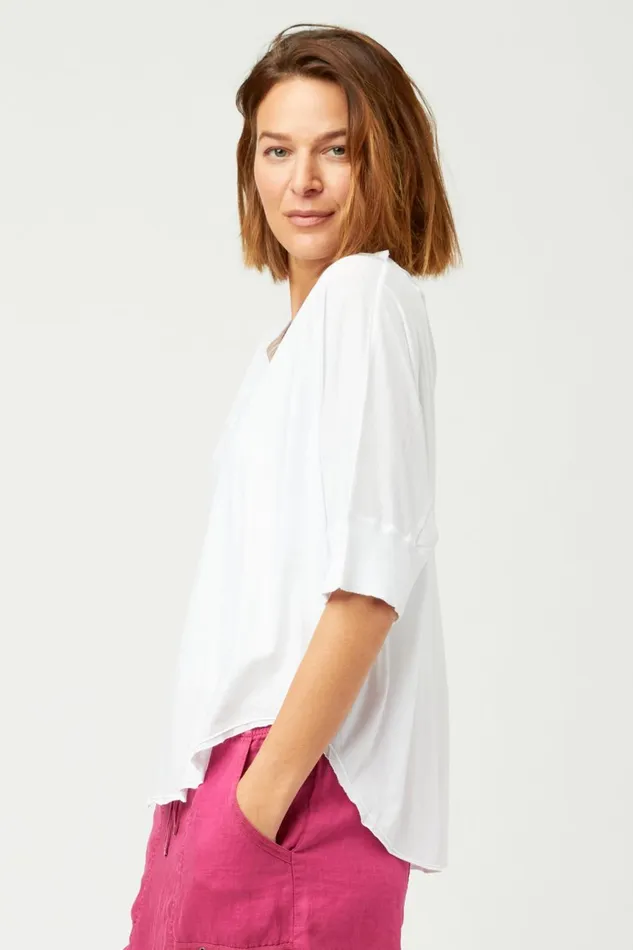 Clothing Tees XCVI Gardiner Banded Sleeve Top White