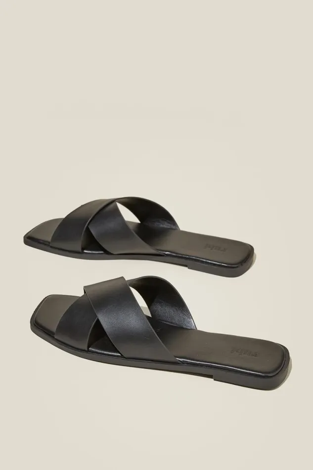 Cloverly Crossover Slide Black Smooth Women Cotton On Shoes and Slippers Cloverly Crossover Slide Black Smooth Women Cotton On Shoes and Slippers