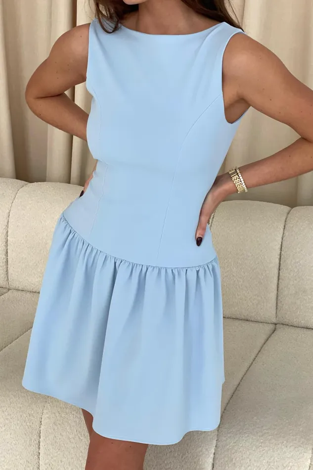 Codi Boat Neck Low Back Mini Dress Sky Women Girl In Mind Mini Dresses