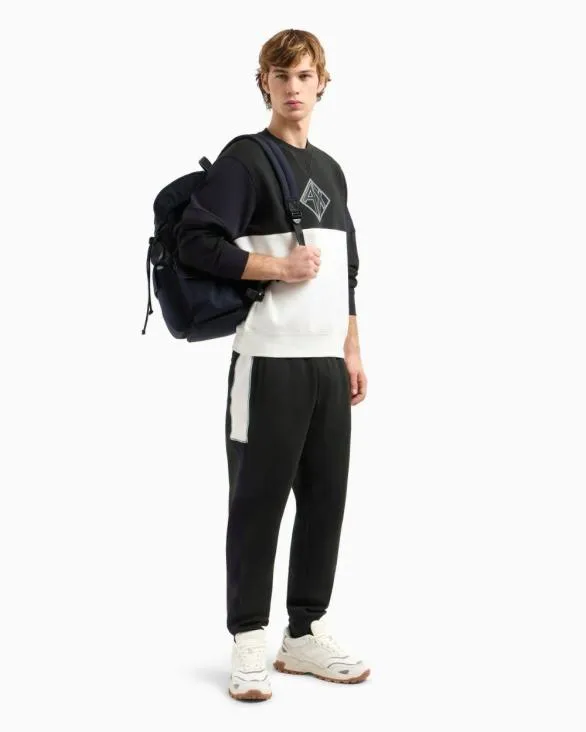 Color Block Crewneck Sweatshirt With Logo Green Men Armani Sweatshirts Color Block Crewneck Sweatshirt With Logo Green Men Armani Sweatshirts