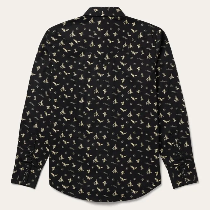 Conversation Print Western Shirt Black Men Stetson Modern Cut