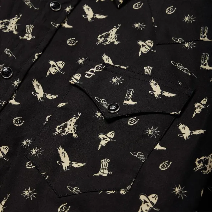 Conversation Print Western Shirt Black Men Stetson Modern Cut
