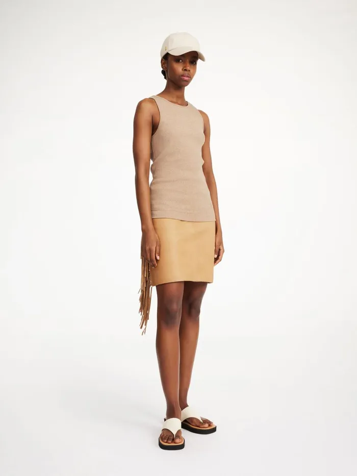 Coras Leather Mini Skirt Tan Women By Malene Birger Skirts
