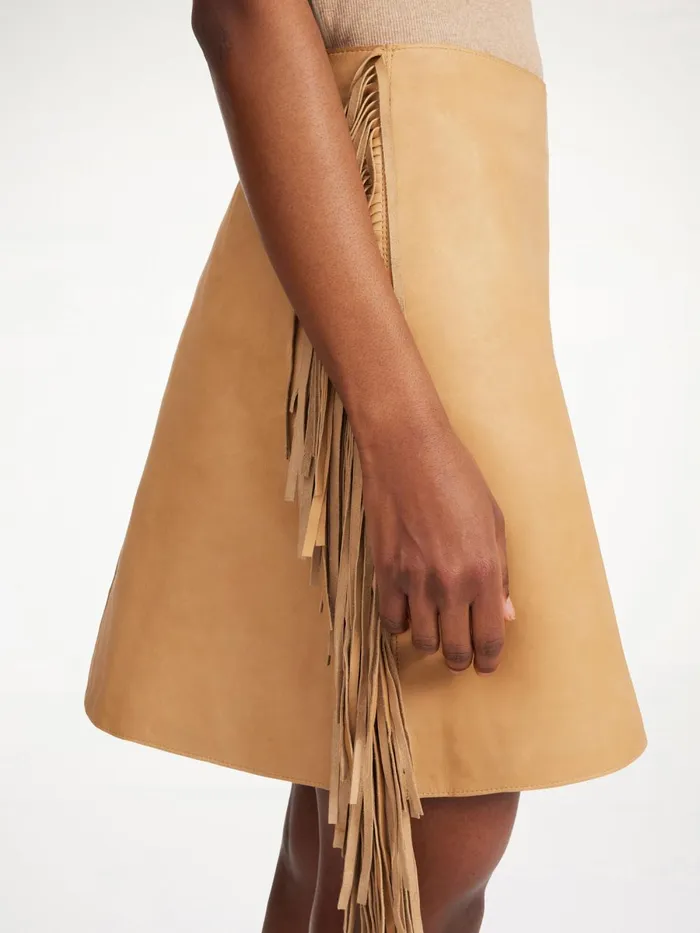 Coras Leather Mini Skirt Tan Women By Malene Birger Skirts