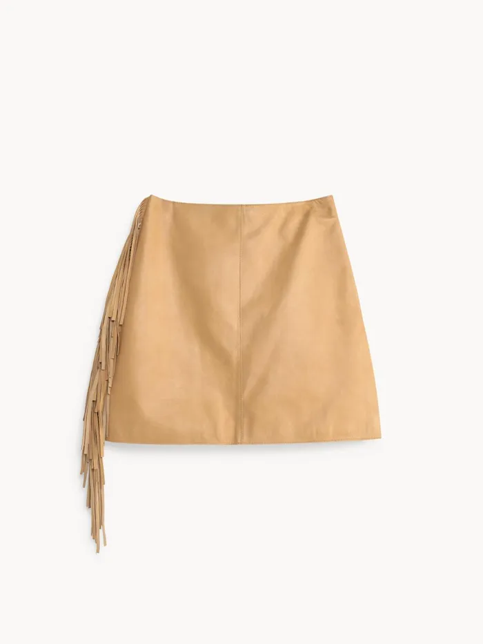 Coras Leather Mini Skirt Tan Women By Malene Birger Skirts