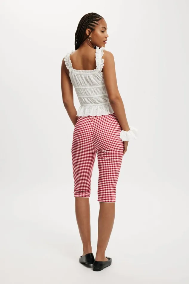 Corey Capri Pant Picnic Gingham Racer Red Women Cotton On Pants
