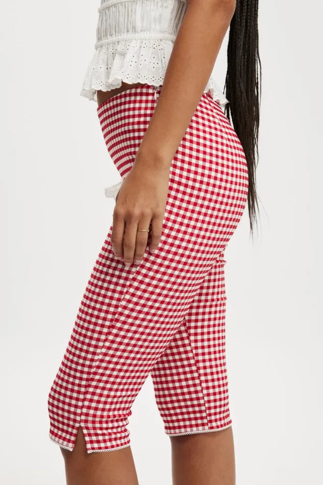 Corey Capri Pant Picnic Gingham Racer Red Women Cotton On Pants