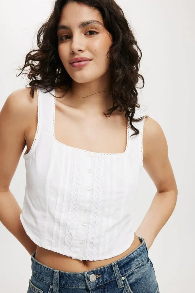 Corset Cami White Women Cotton On Tops