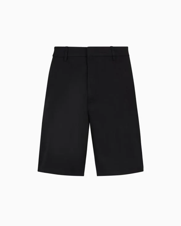 Cotton Twill Bermuda Shorts Black Men Armani Trousers And Shorts