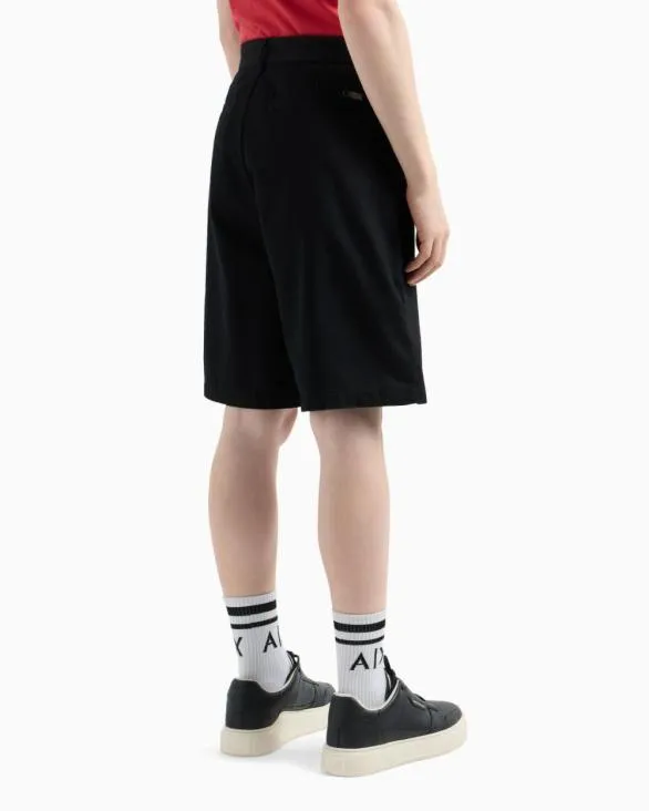Cotton Twill Bermuda Shorts Black Men Armani Trousers And Shorts Cotton Twill Bermuda Shorts Black Men Armani Trousers And Shorts