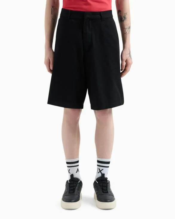 Cotton Twill Bermuda Shorts Black Men Armani Trousers And Shorts Cotton Twill Bermuda Shorts Black Men Armani Trousers And Shorts