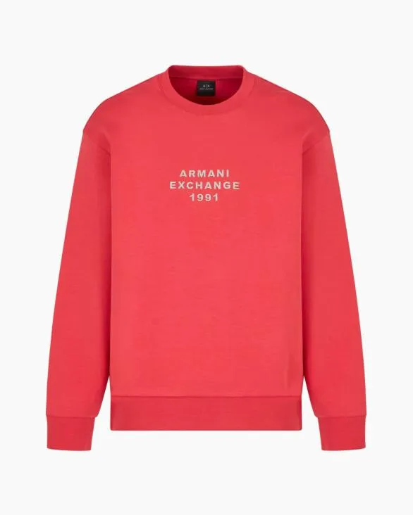 Crewneck Sweatshirt In Bonded Stretch Fabric Red Men Armani Matching Sets