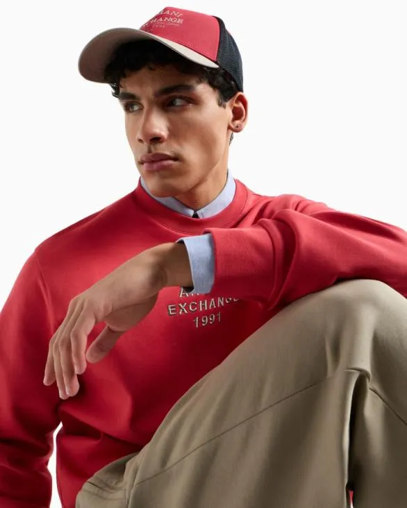 Crewneck Sweatshirt In Bonded Stretch Fabric Red Men Armani Matching Sets Crewneck Sweatshirt In Bonded Stretch Fabric Red Men Armani Matching Sets