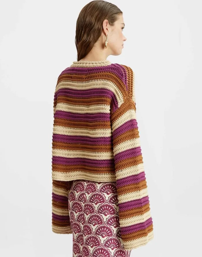 Crop Sweater Multicolor Ivory Women La Double J Knitwear Crop Sweater Multicolor Ivory Women La Double J Knitwear