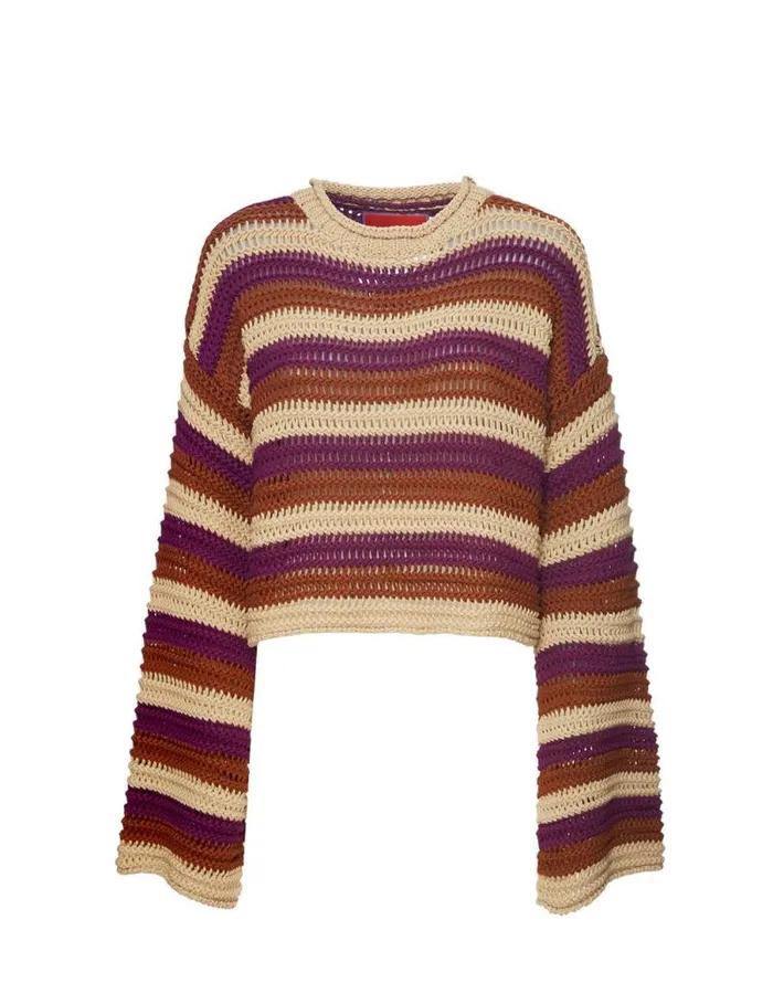 Crop Sweater Multicolor Ivory Women La Double J Knitwear Crop Sweater Multicolor Ivory Women La Double J Knitwear