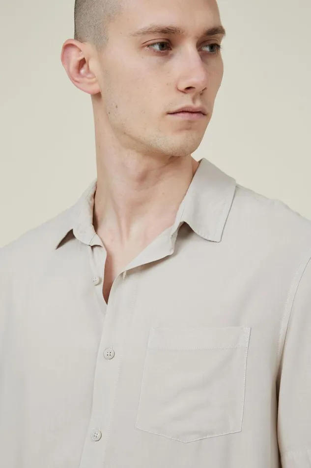 Cuban Short Sleeve Shirt Stone Men Cotton On Tees and Tanks Cuban Short Sleeve Shirt Stone Men Cotton On Tees and Tanks