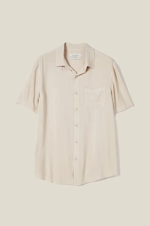 Cuban Short Sleeve Shirt Stone Men Cotton On Tees and Tanks Cuban Short Sleeve Shirt Stone Men Cotton On Tees and Tanks