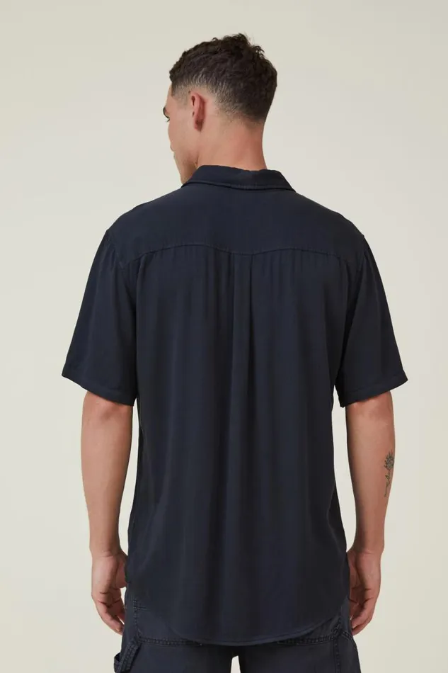 Cuban Short Sleeve Shirt Washed Black Men Cotton On Tees and Tanks Cuban Short Sleeve Shirt Washed Black Men Cotton On Tees and Tanks