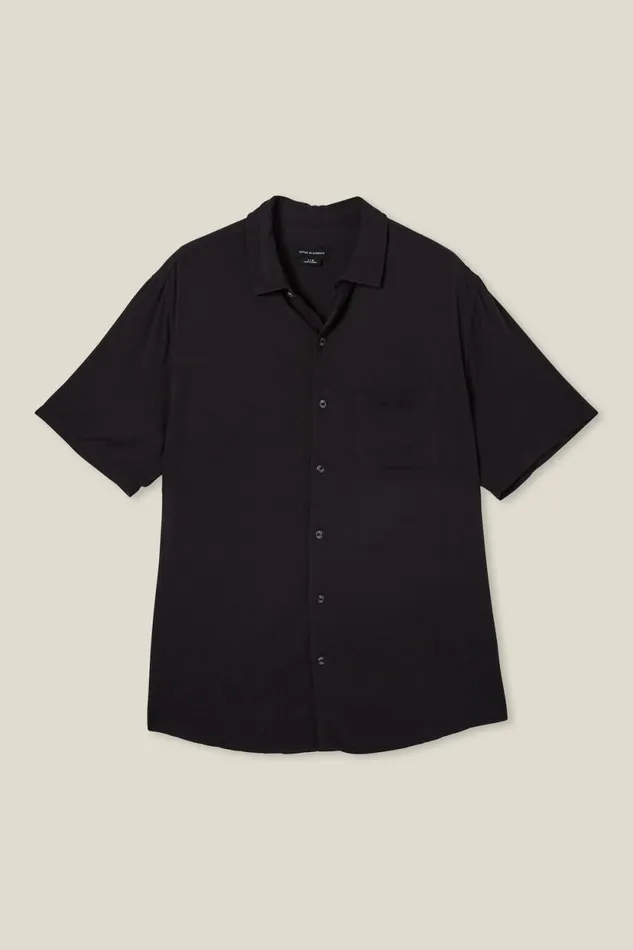 Cuban Short Sleeve Shirt Washed Black Men Cotton On Tees and Tanks Cuban Short Sleeve Shirt Washed Black Men Cotton On Tees and Tanks