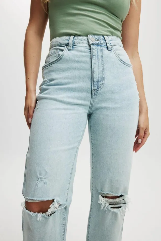Curvy Stretch Straight Jean Crystal Blue Rip Women Cotton On Pants Curvy Stretch Straight Jean Crystal Blue Rip Women Cotton On Pants