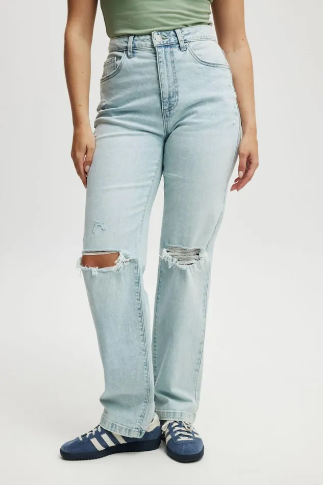 Curvy Stretch Straight Jean Crystal Blue Rip Women Cotton On Pants Curvy Stretch Straight Jean Crystal Blue Rip Women Cotton On Pants