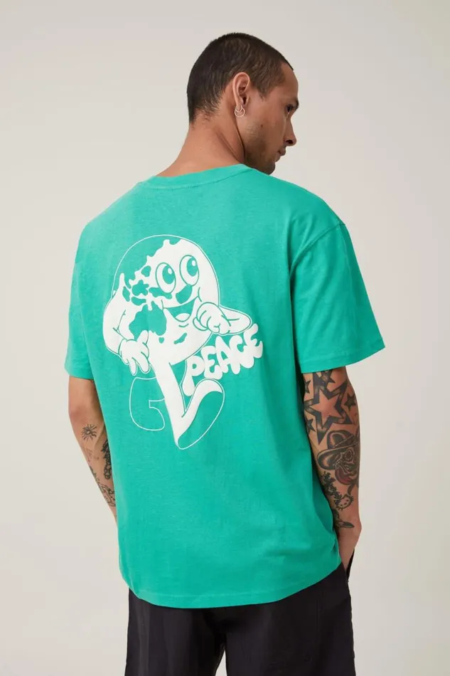 Dabsmyla Loose Fit TShirt Lcn Dab Jade Cream World Peace Men Cotton On Tees and Tanks