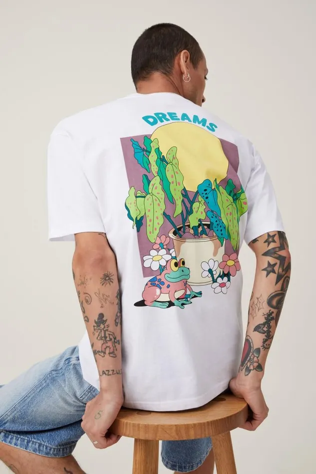 Dabsmyla Loose Fit TShirt Lcn Dab White Dreams Men Cotton On Tees and Tanks