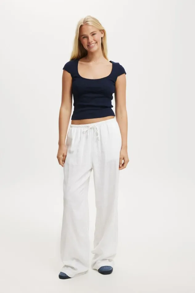 Darcie Scoop Neck Short Sleeve Top Winter Night Women Cotton On Tops