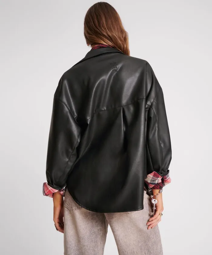 DARIA FAUX LEATHER FLANNEL SHACKET Women One Teaspoon Jackets