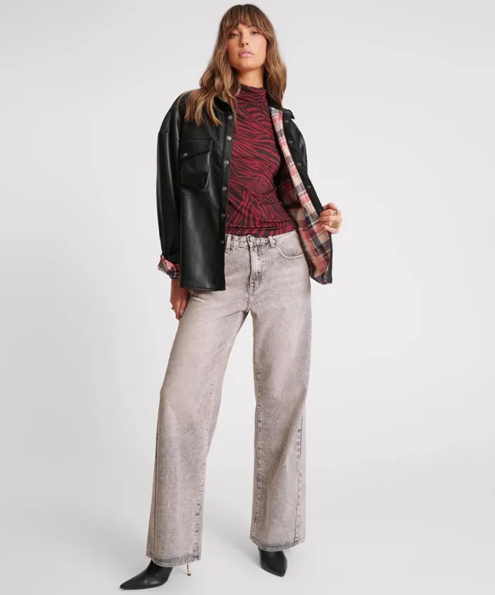 DARIA FAUX LEATHER FLANNEL SHACKET Women One Teaspoon Jackets