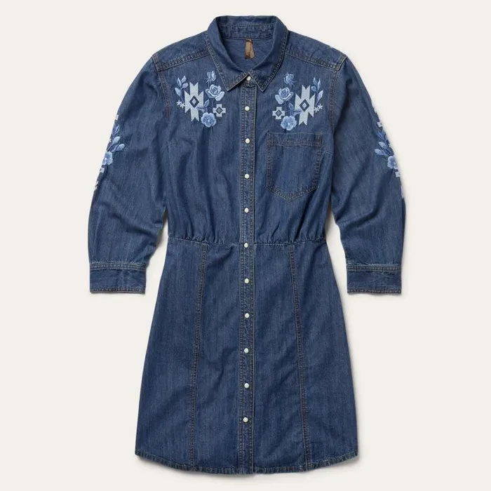 Dark Blue Denim Shirt Dress Blue Women Stetson Mini