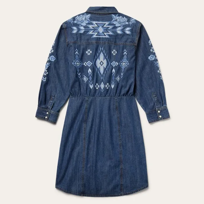 Dark Blue Denim Shirt Dress Blue Women Stetson Mini