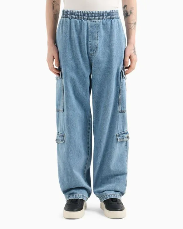 Denim Cargo Jeans Blue Men Armani Matching Sets